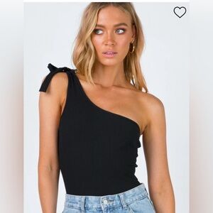 Princess Polly Teri bodysuit black size 2 EUC tie shoulder